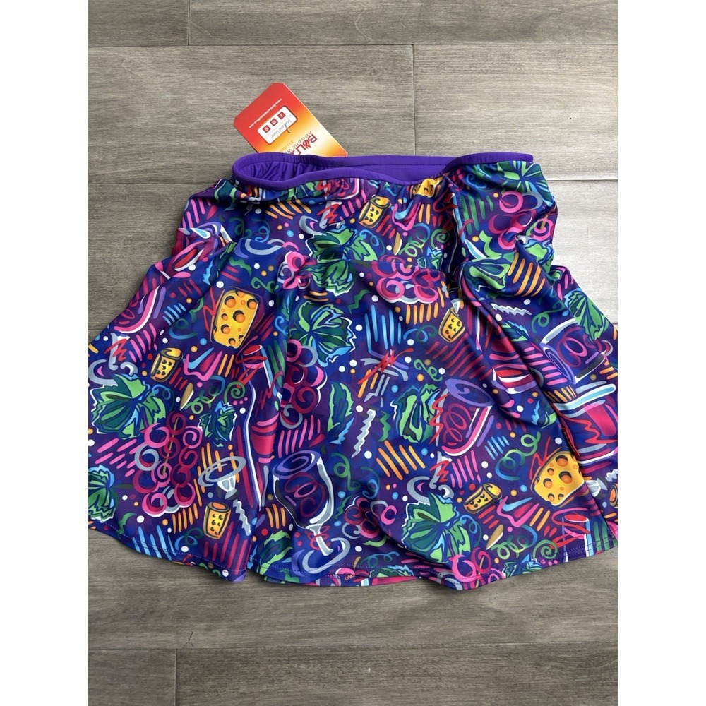 Bolder Athletic Wear Wine Me Up Sports Skort Paisley Running Skirt XS NEW